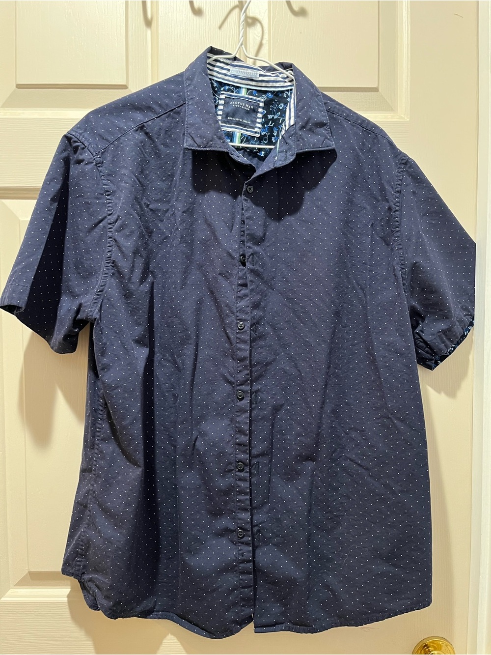 Cactus Men’s Navy Short-Sleeve Dot-Print Button-Down Shirt
